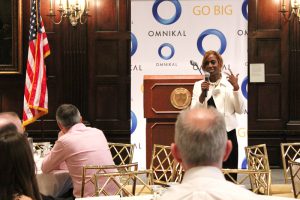 Bisila Bokoko, Founder and CEO of BBES presenting keynote address at the OMNIKAL business summit.